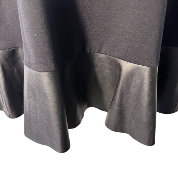 Michael Michael Kors Sleeveless Black Dress With Faux Leather Hem & Back Zipper - Picture 3 of 12